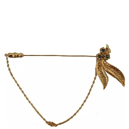 Gold Tone 925 Sterling Silver Crystal Chain Brooch
