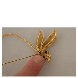 Gold Tone 925 Sterling Silver Crystal Chain Brooch