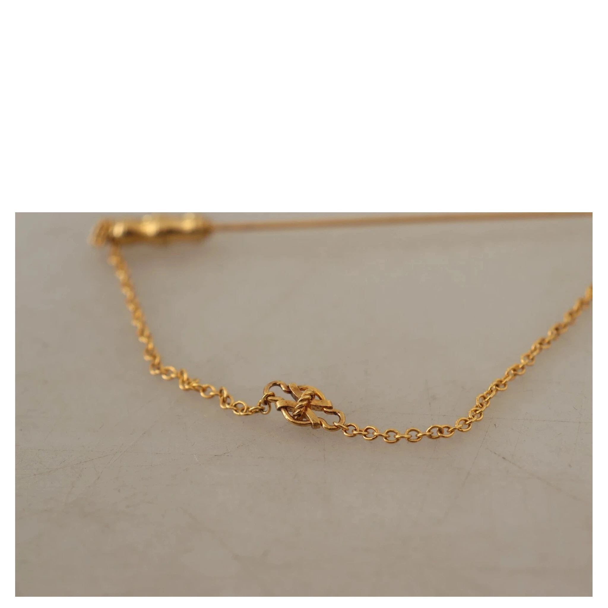 Gold Tone 925 Sterling Silver Crystal Chain Brooch
