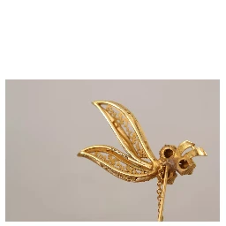 Gold Tone 925 Sterling Silver Crystal Chain Brooch