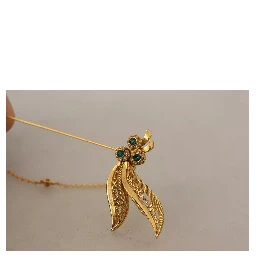 Gold Tone 925 Sterling Silver Crystal Chain Brooch