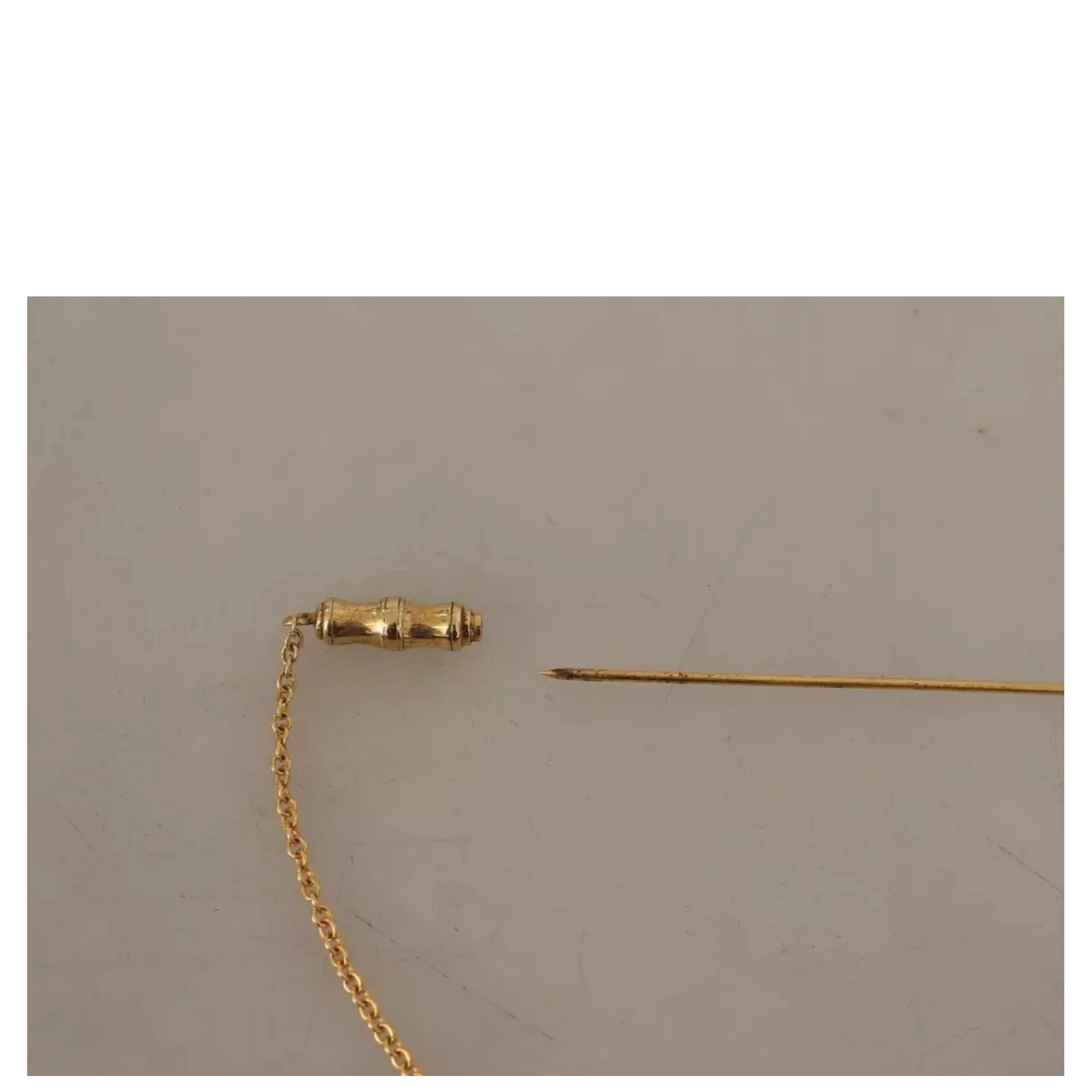 Gold Tone 925 Sterling Silver Crystal Chain Brooch