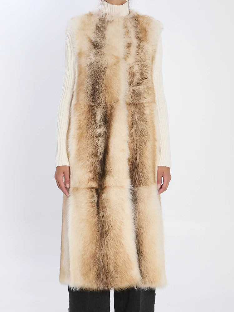 Long lamb fur vest
