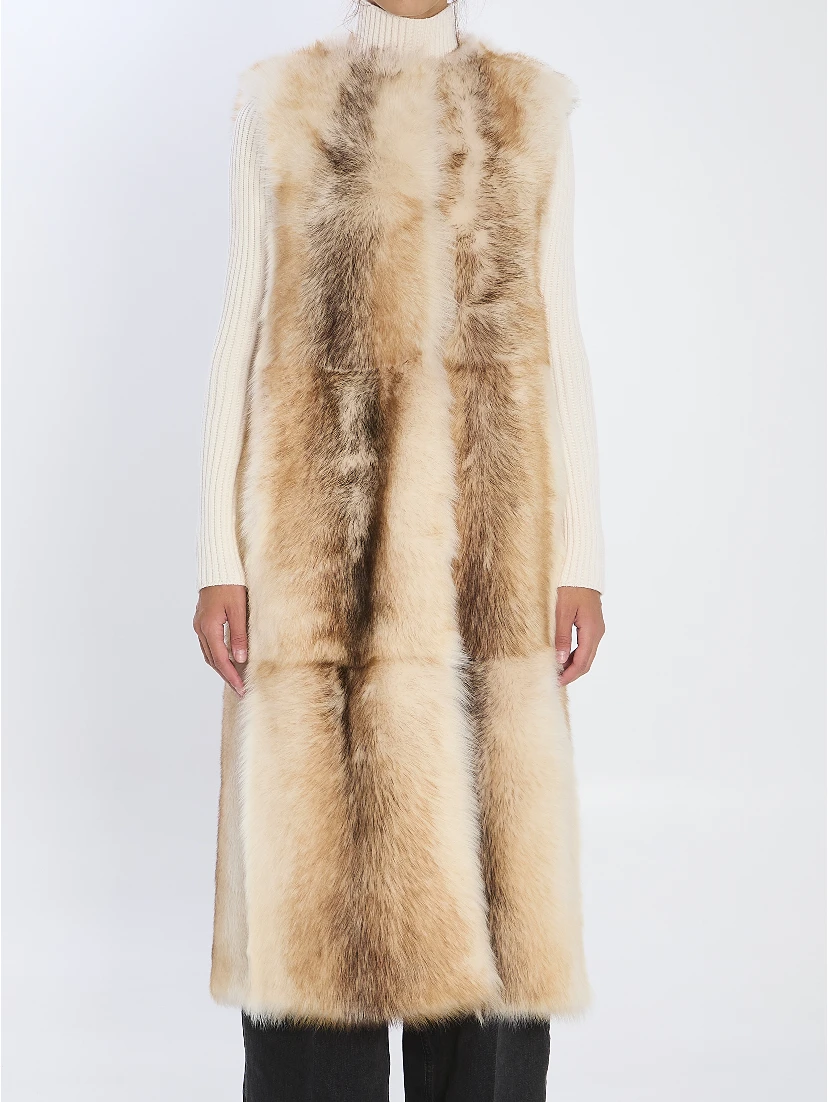 Long lamb fur vest