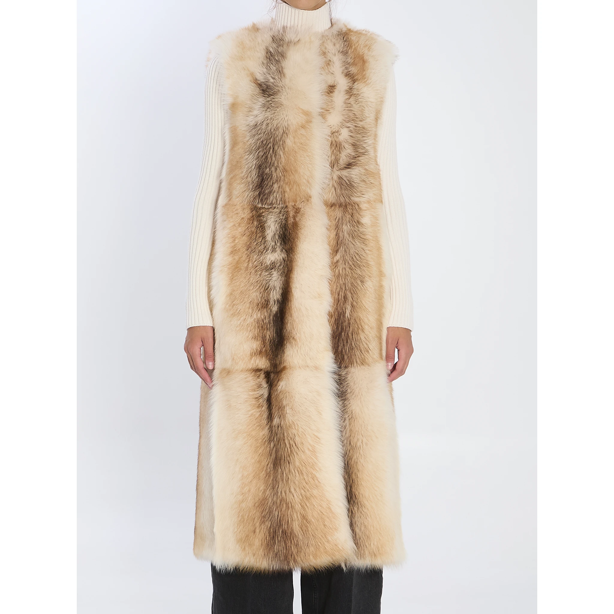 Long lamb fur vest