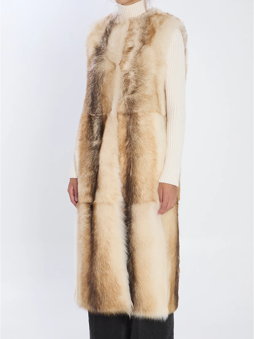 Long lamb fur vest