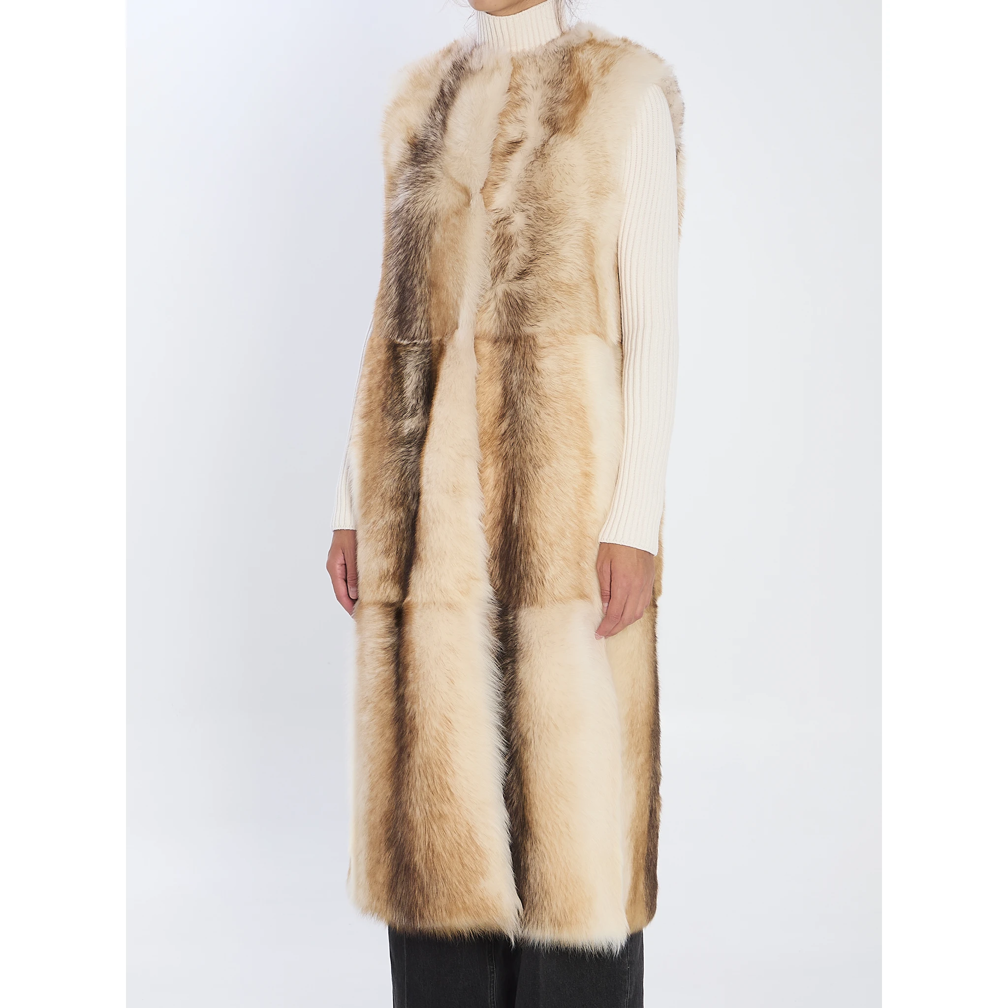 Long lamb fur vest
