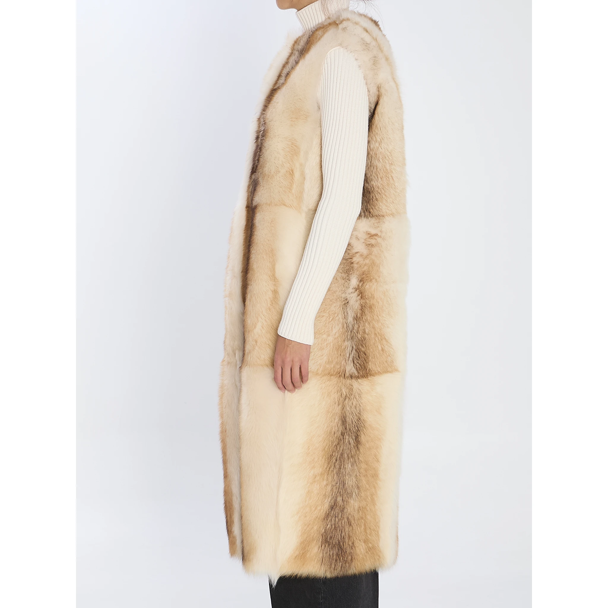 Long lamb fur vest