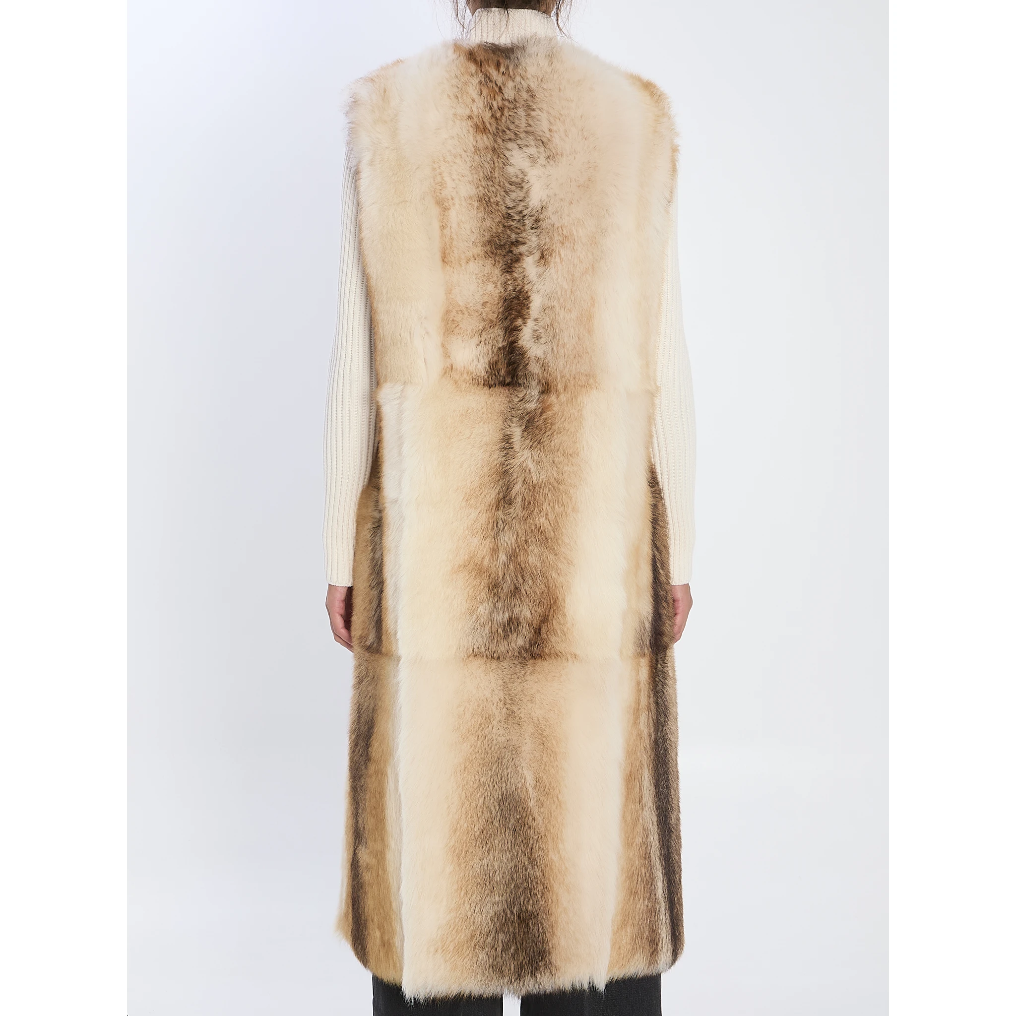 Long lamb fur vest
