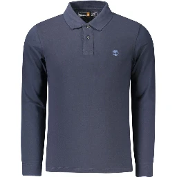 Blue Cotton Men Polo Shirt