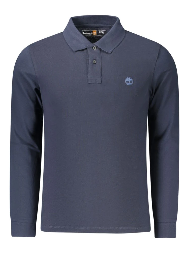 Blue Cotton Men Polo Shirt