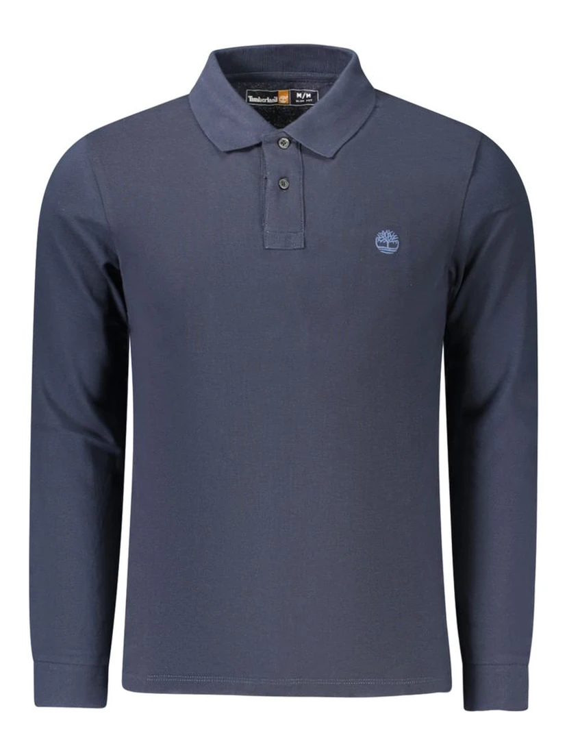 Blue Cotton Men Polo Shirt