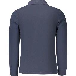 Blue Cotton Men Polo Shirt