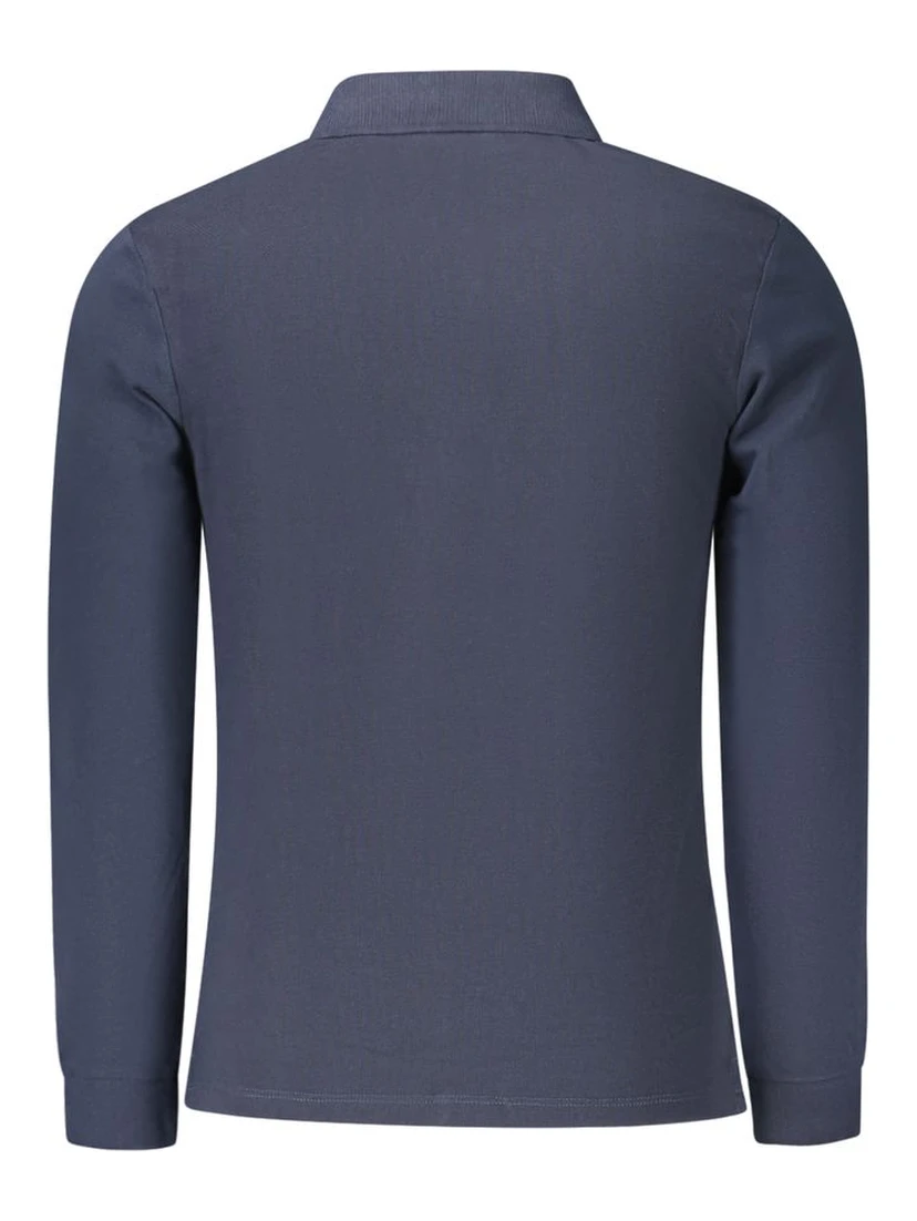 Blue Cotton Men Polo Shirt