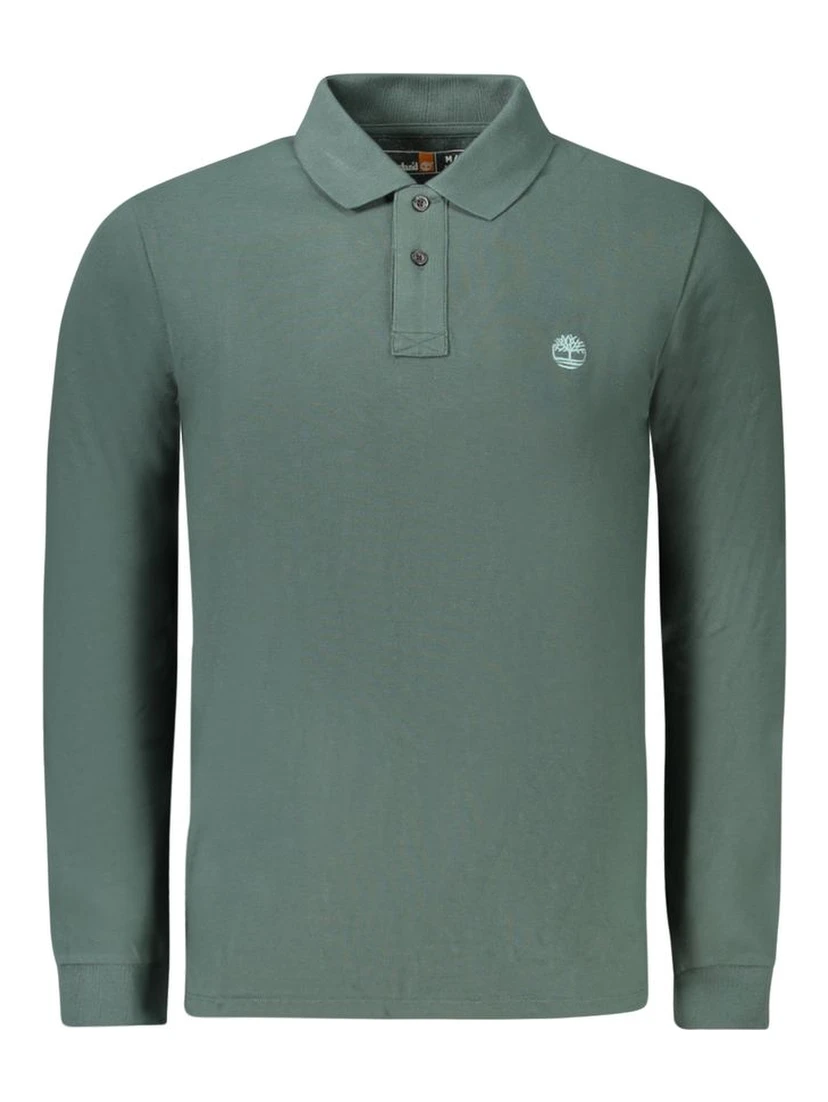 Green Cotton Men Polo Shirt