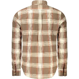 Brown Cotton Men Shirt