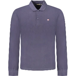 Blue Cotton Men Polo Shirt
