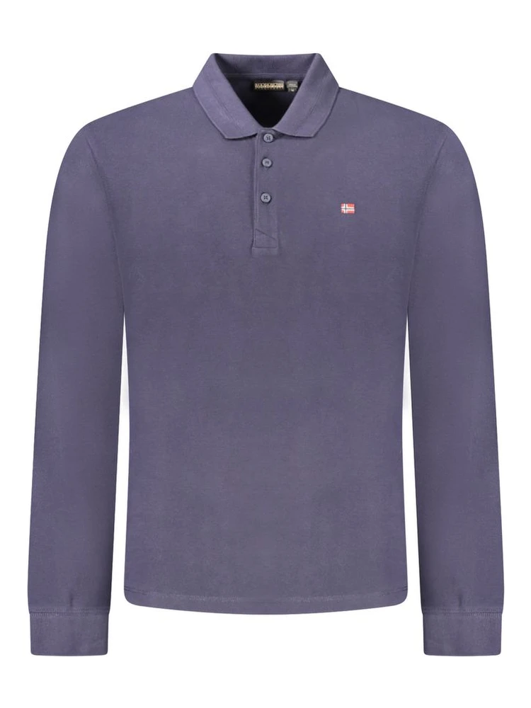 Blue Cotton Men Polo Shirt