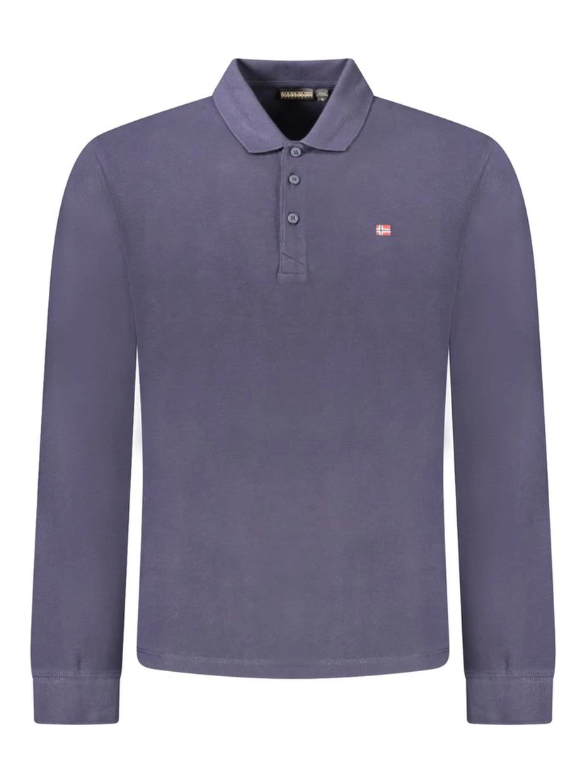 Blue Cotton Men Polo Shirt