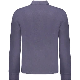 Blue Cotton Men Polo Shirt