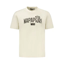 Beige Cotton Men T-Shirt