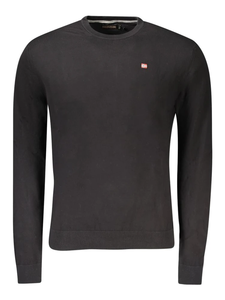 Black Cotton Men Sweater