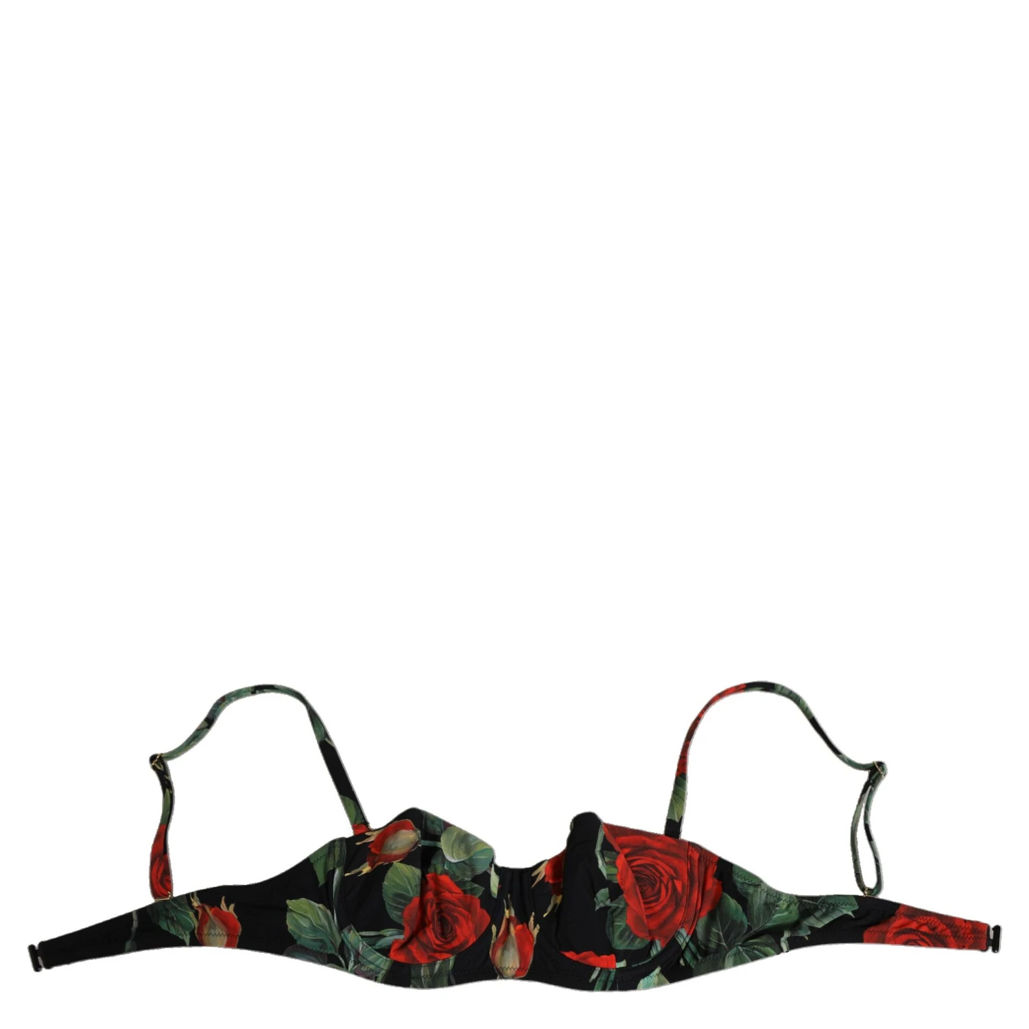 Black Floral Nylon Padded Balconnet Bra Underwear