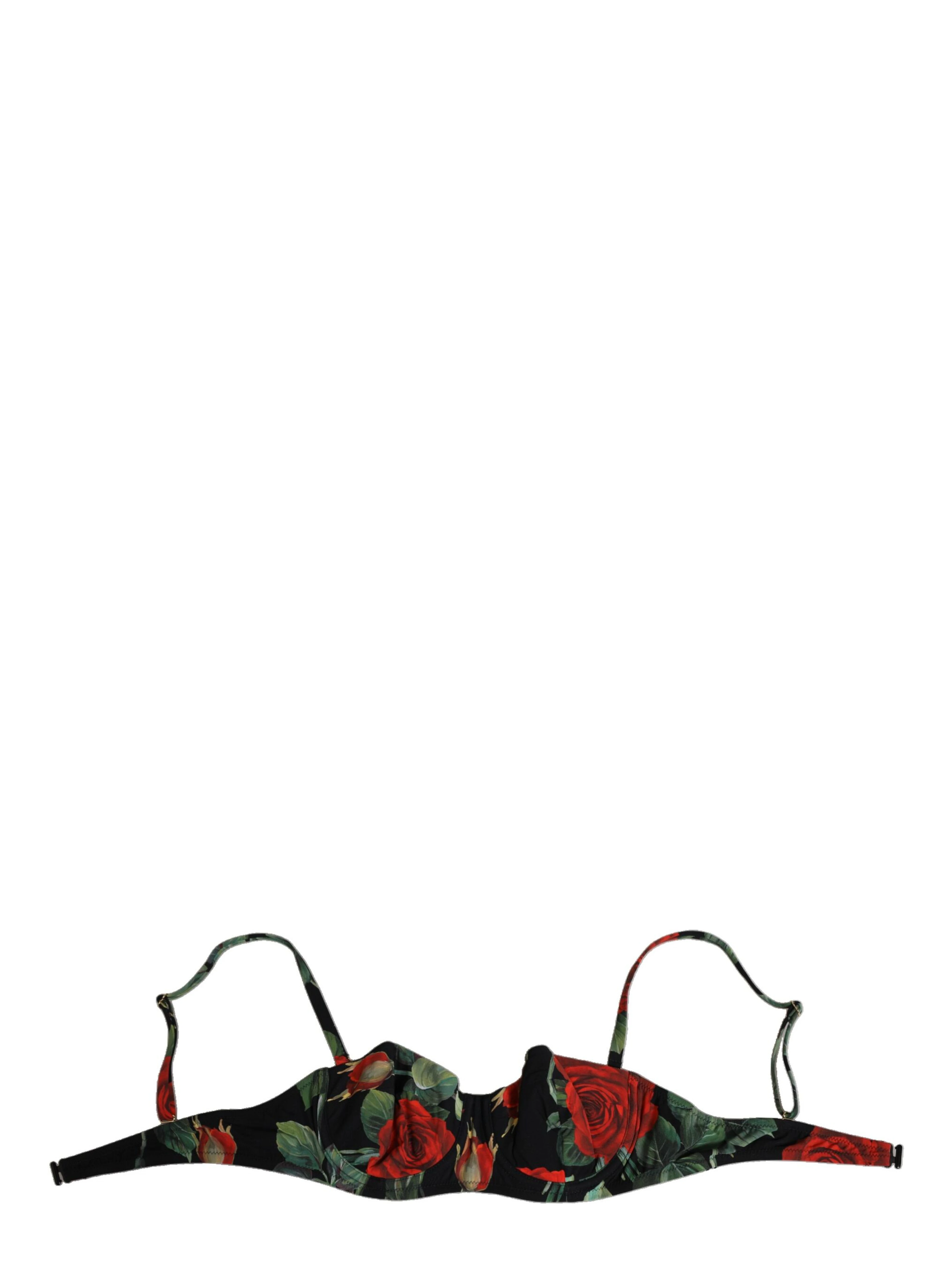 Black Floral Nylon Padded Balconnet Bra Underwear