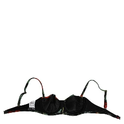 Black Floral Nylon Padded Balconnet Bra Underwear