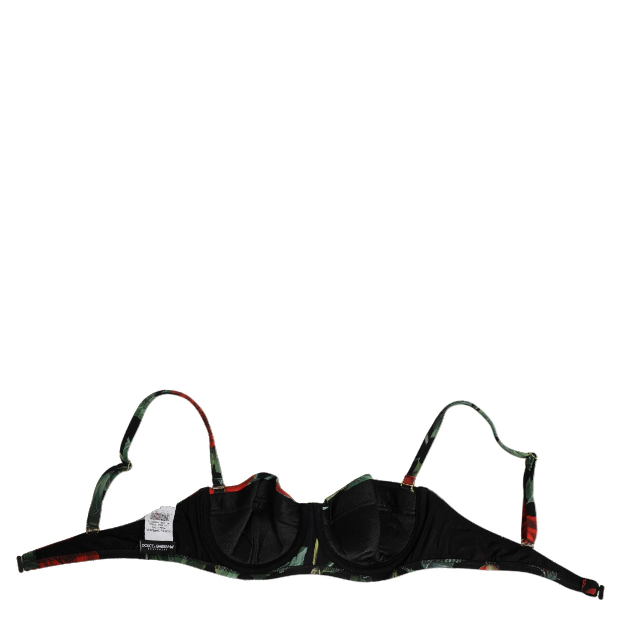 Black Floral Nylon Padded Balconnet Bra Underwear