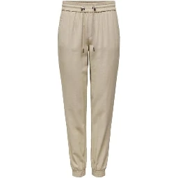 Beige Viscose Casual Pants