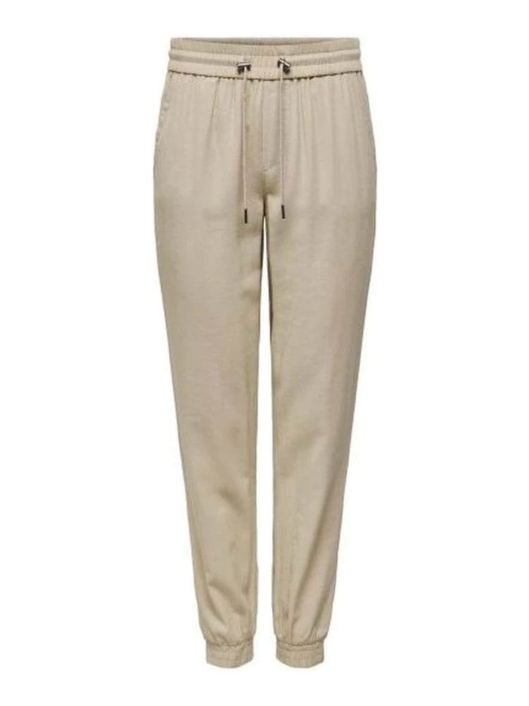 Beige Viscose Casual Pants