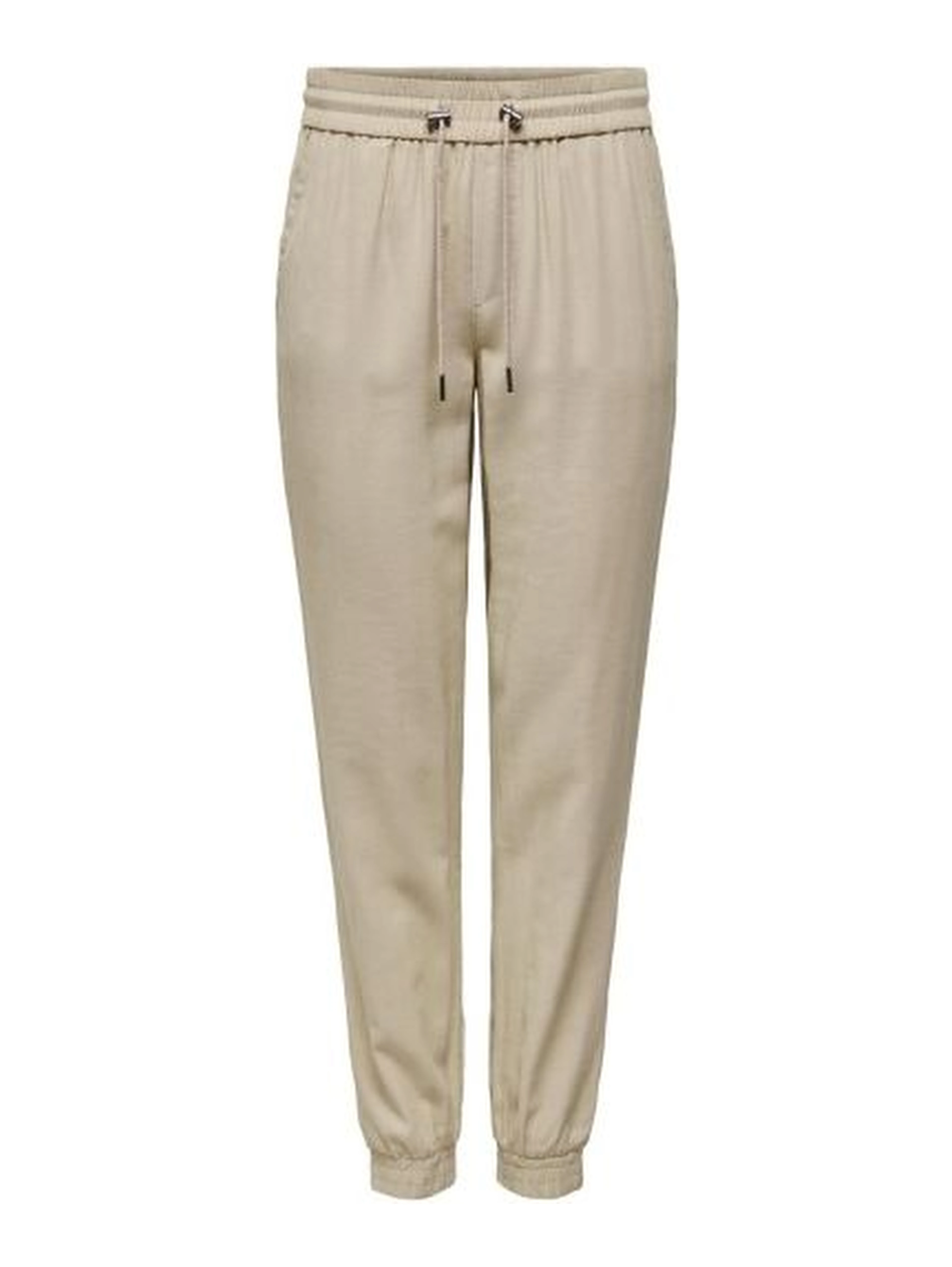 Beige Viscose Casual Pants