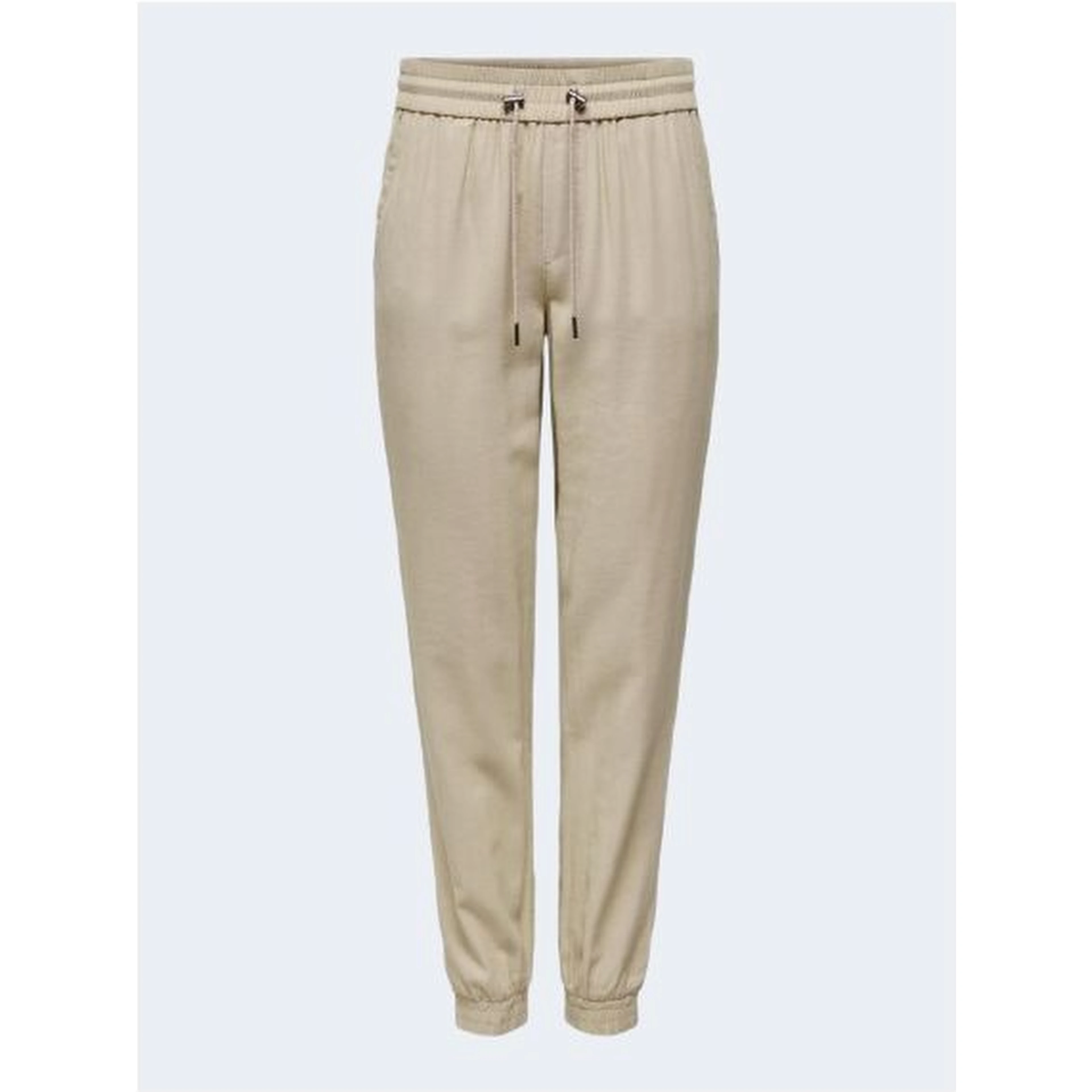 Beige Viscose Casual Pants