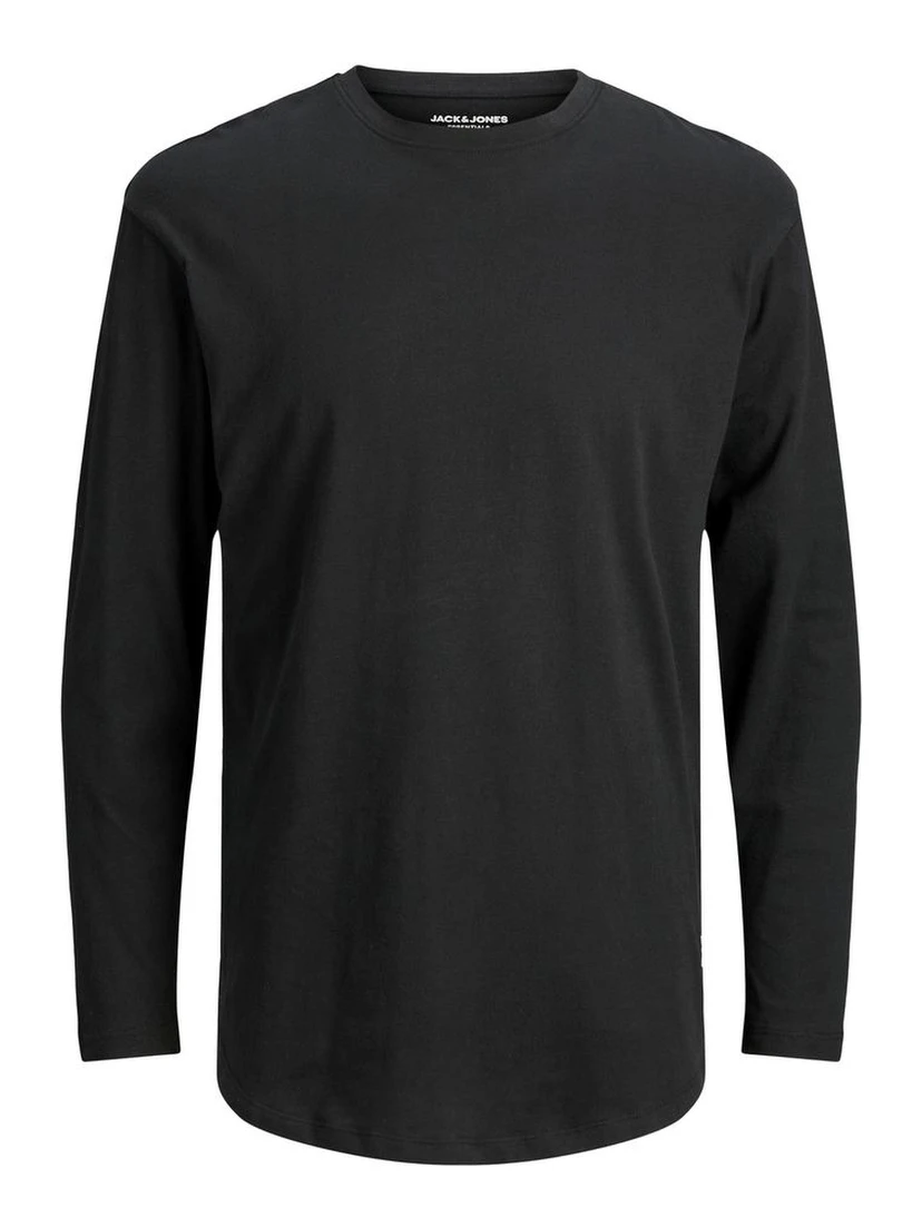 Black Cotton Long Sleeve T-Shirt