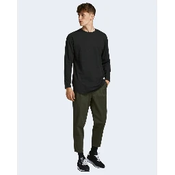 Black Cotton Long Sleeve T-Shirt