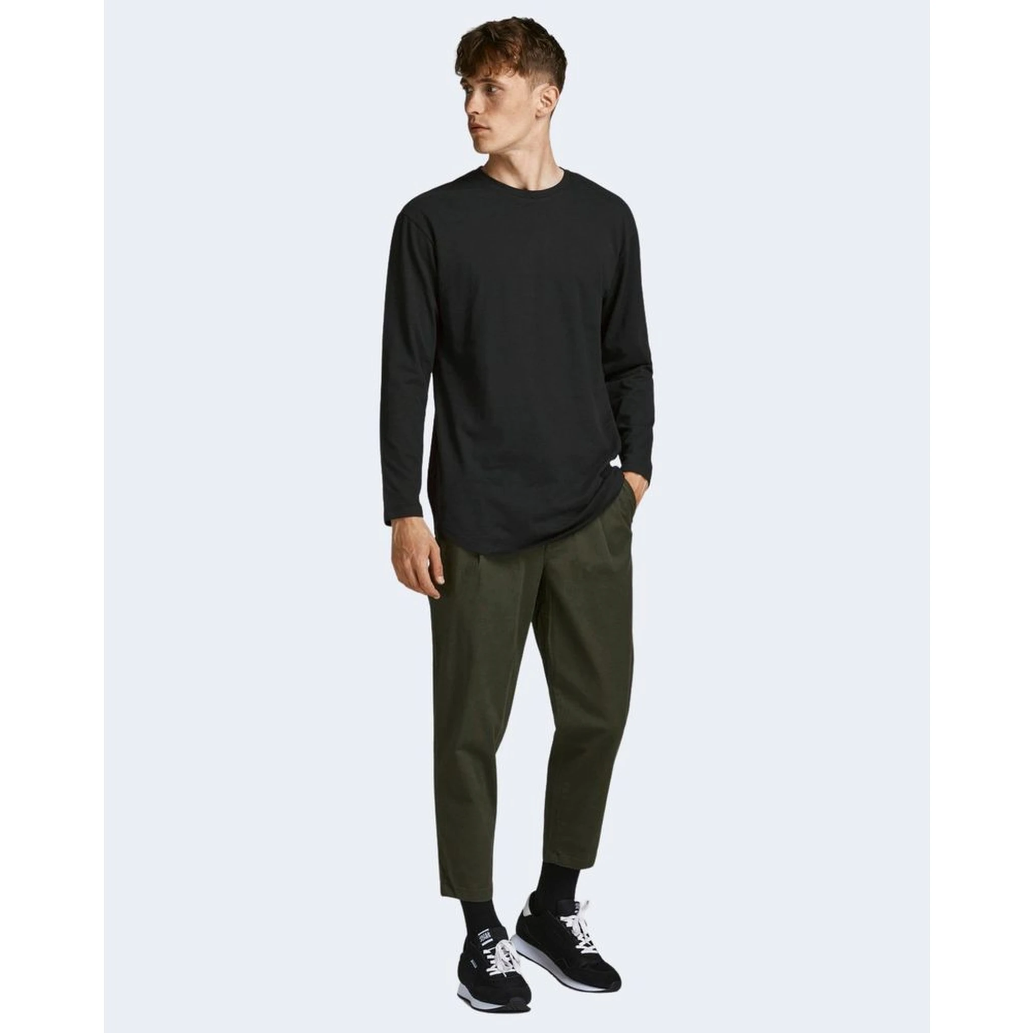 Black Cotton Long Sleeve T-Shirt