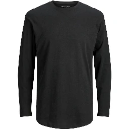 Black Cotton Long Sleeve T-Shirt