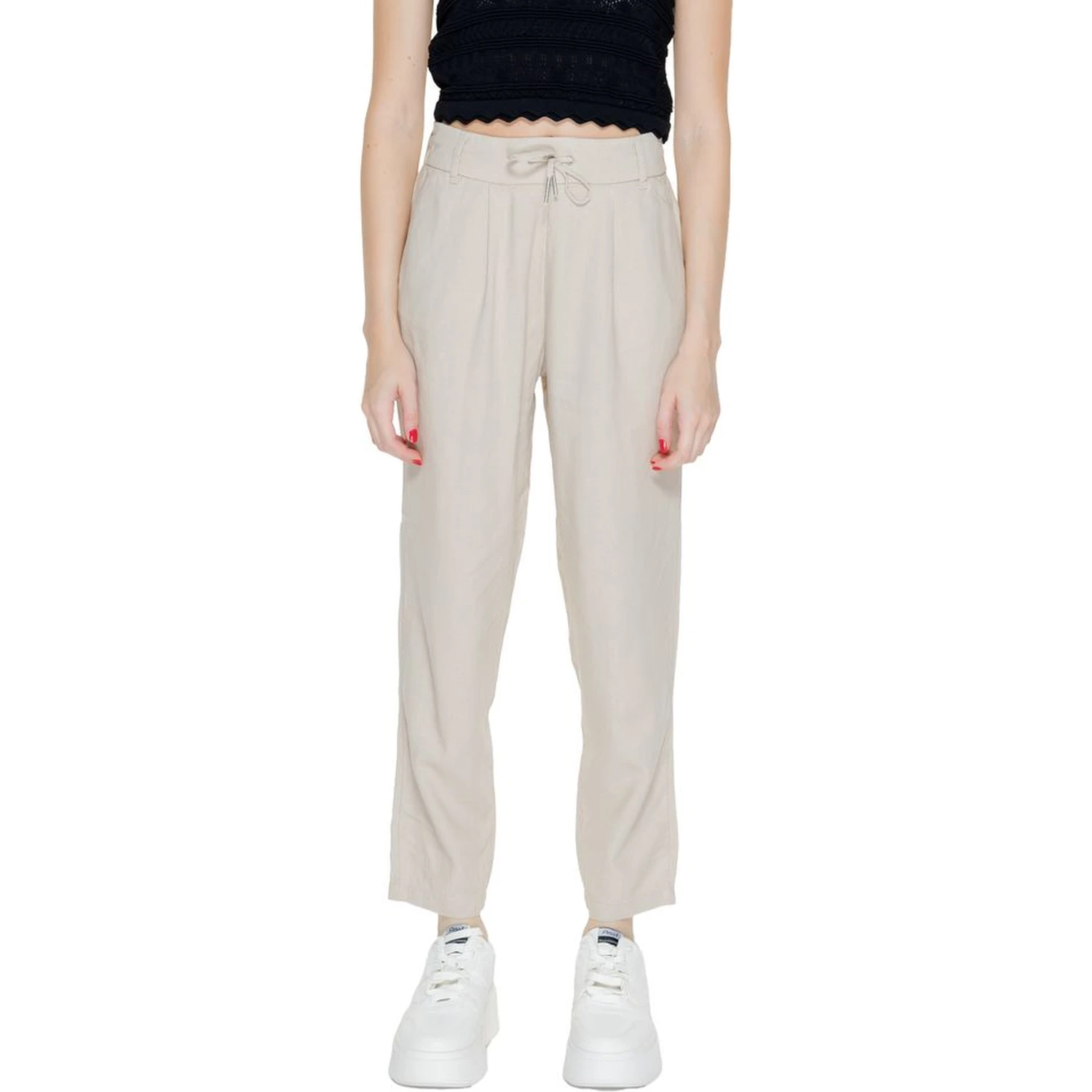 Beige Linen Casual Pants