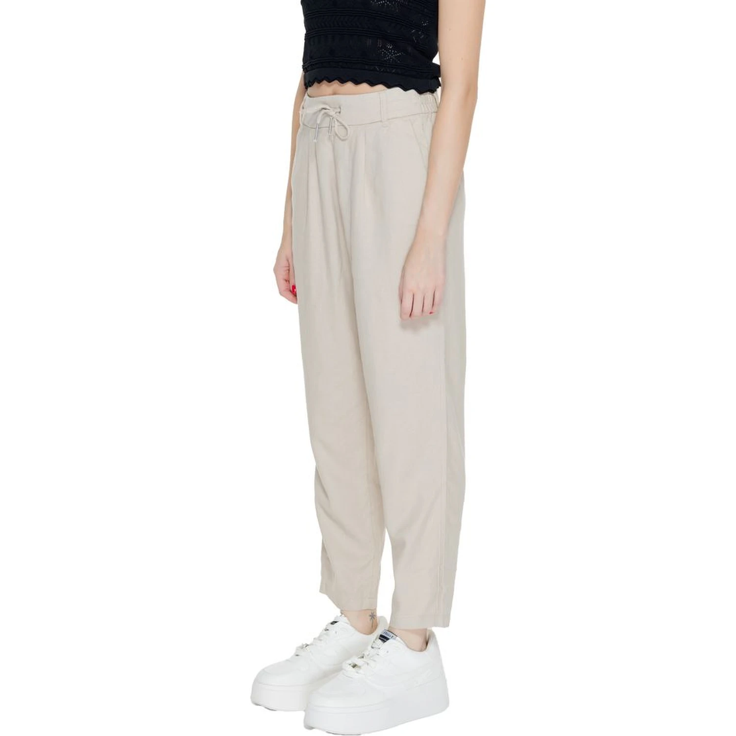 Beige Linen Casual Pants