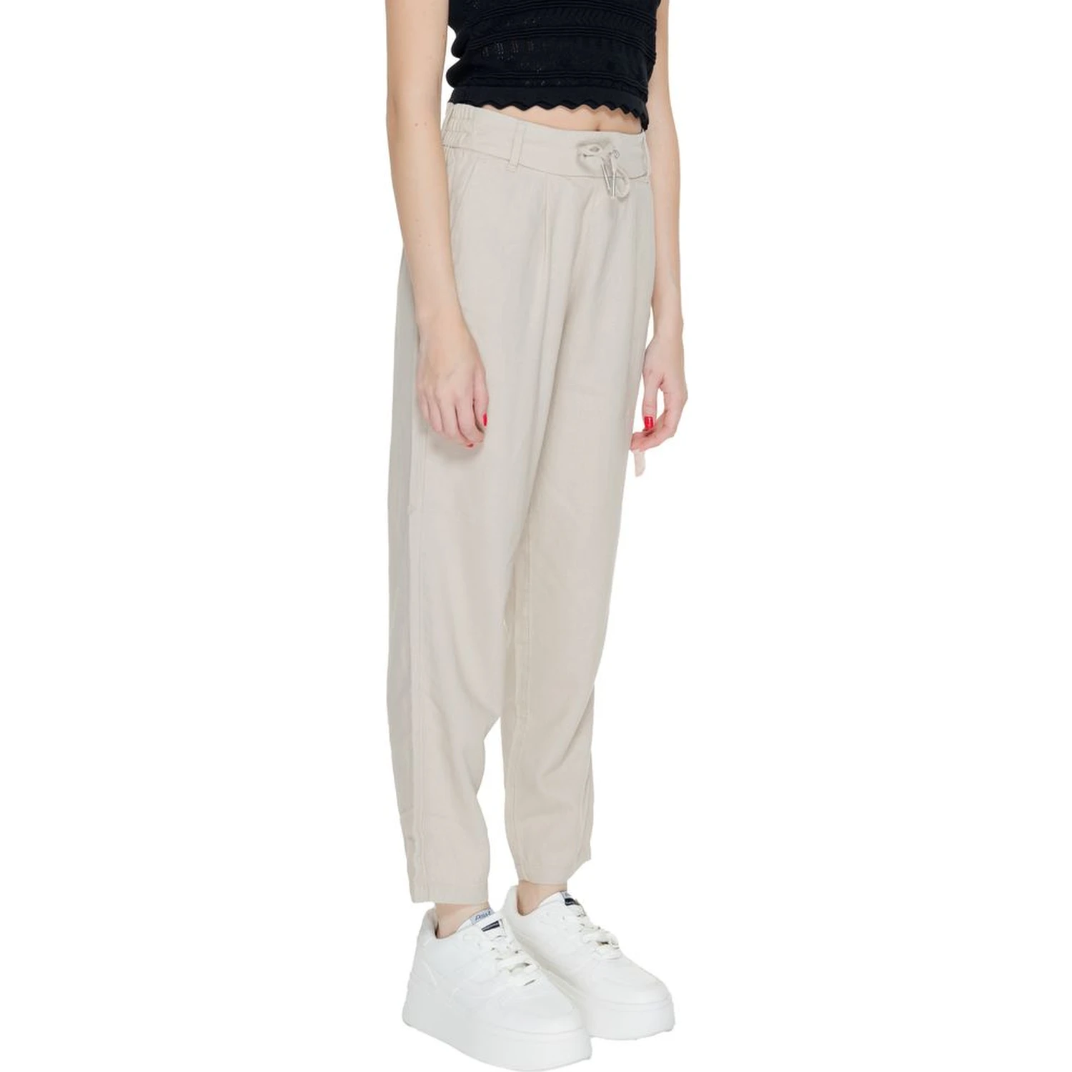 Beige Linen Casual Pants