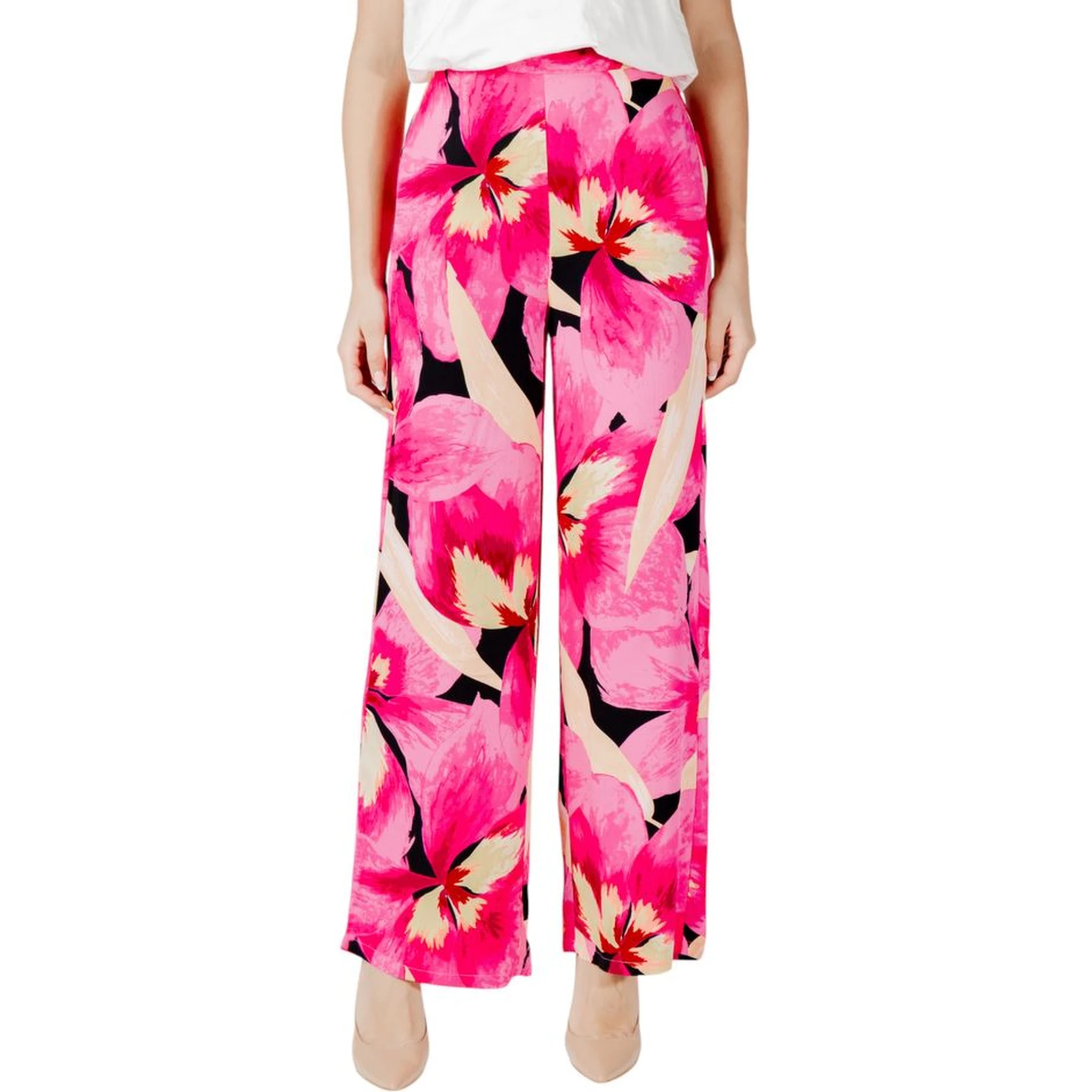 Pink Viscose Casual Pants