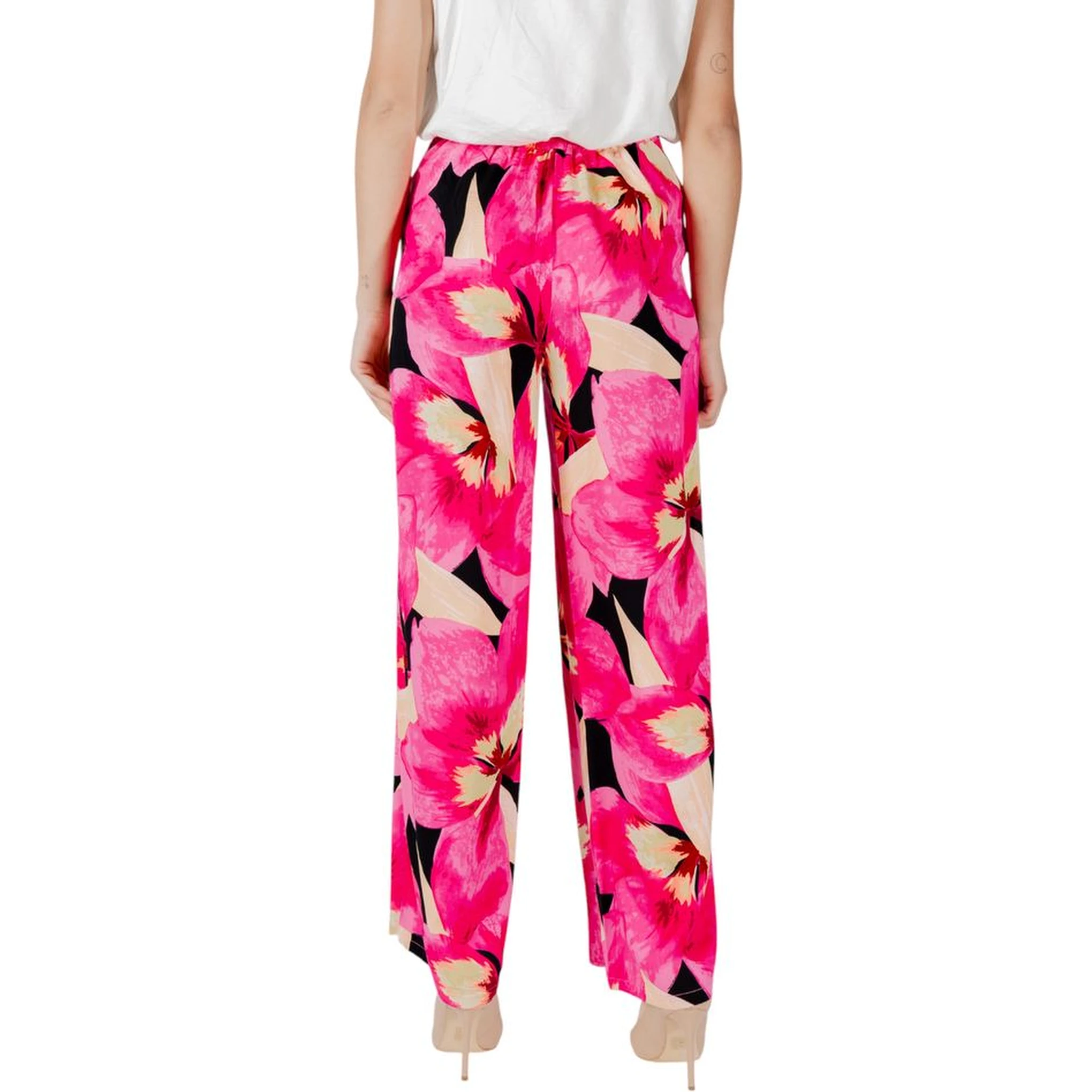 Pink Viscose Casual Pants
