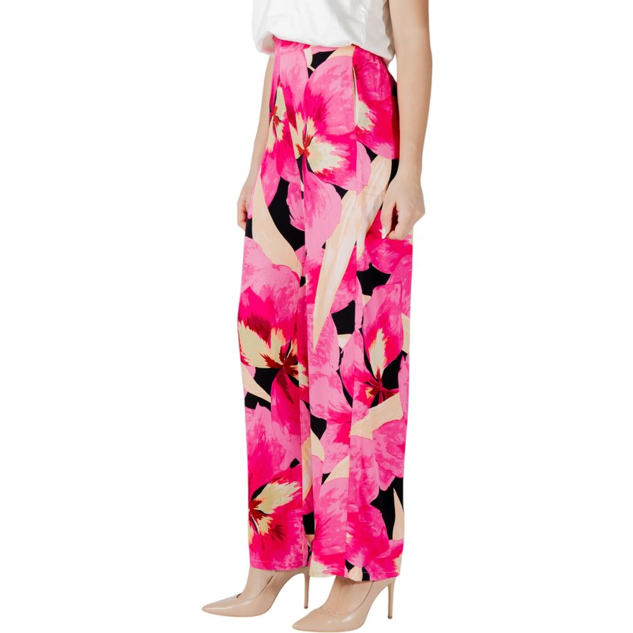Pink Viscose Casual Pants