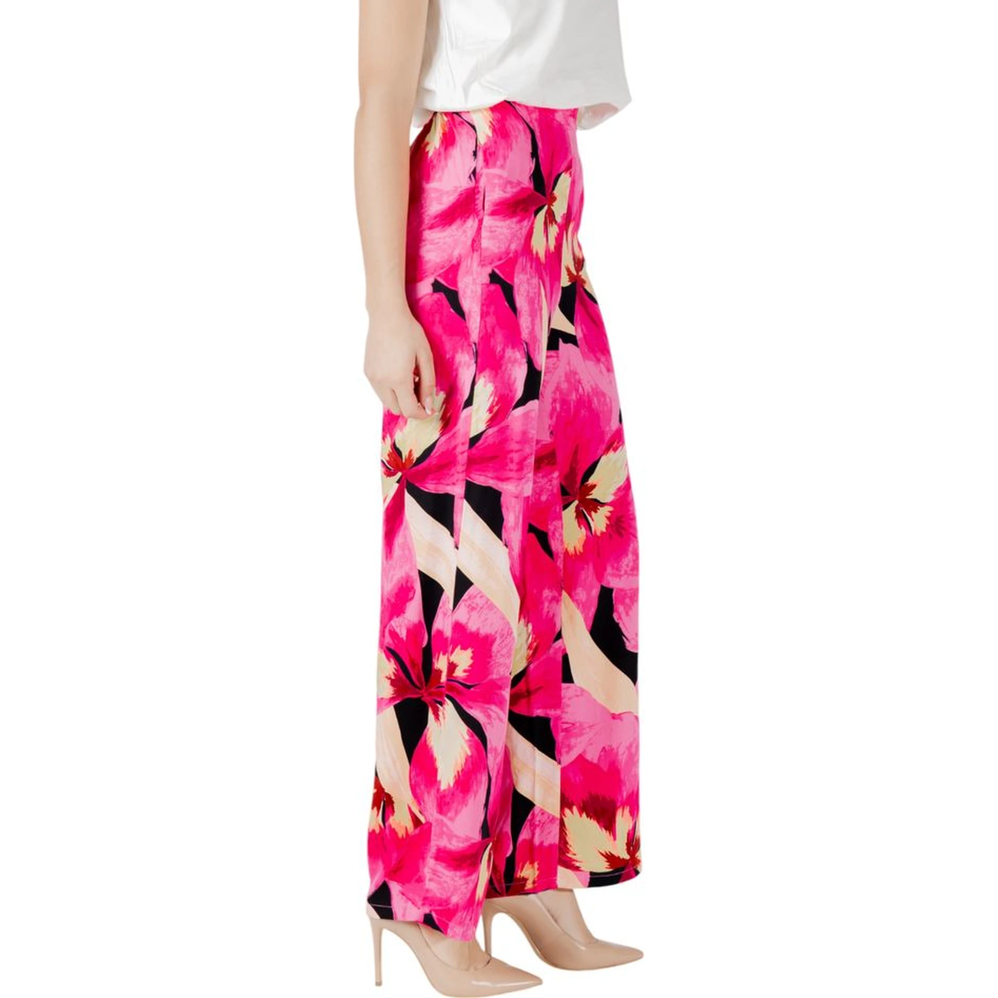 Pink Viscose Casual Pants