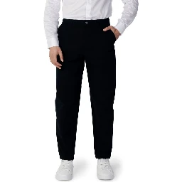 Blue Cotton Casual Pants