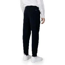 Blue Cotton Casual Pants