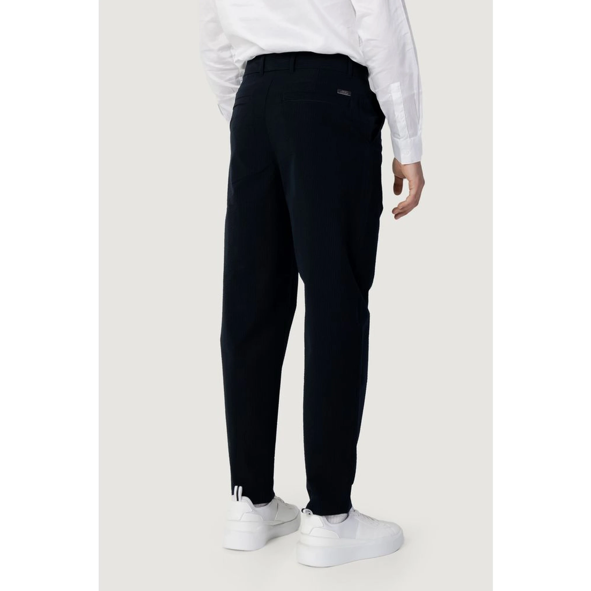 Blue Cotton Casual Pants