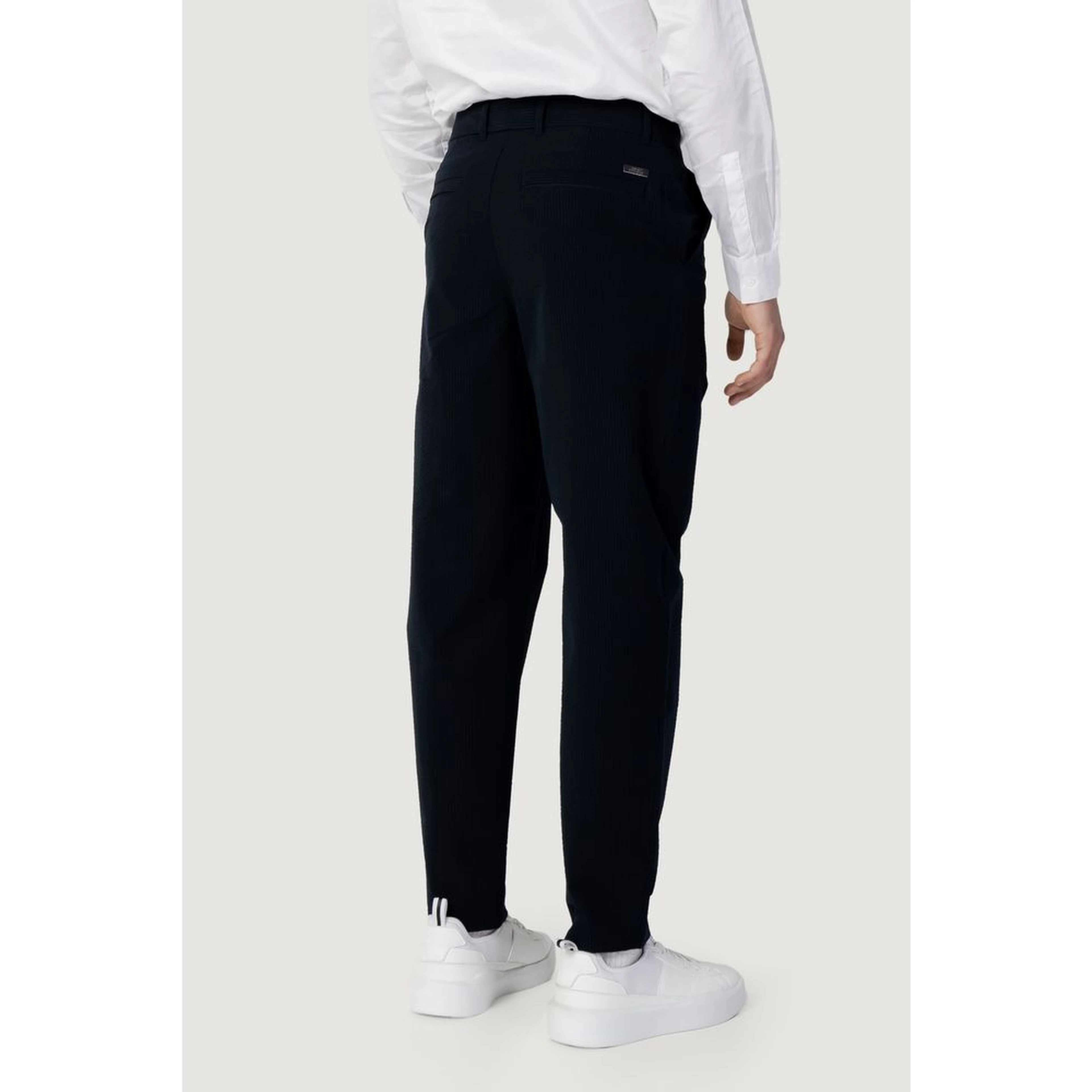 Blue Cotton Casual Pants