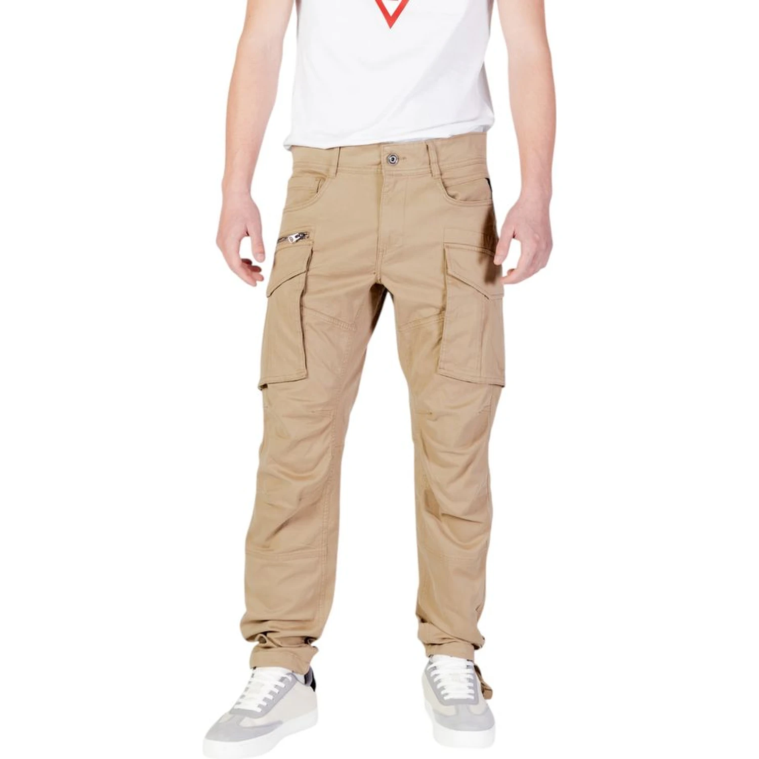 Beige Cotton Relaxed Fit Jeans
